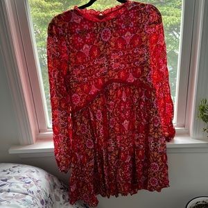 Red floral dress